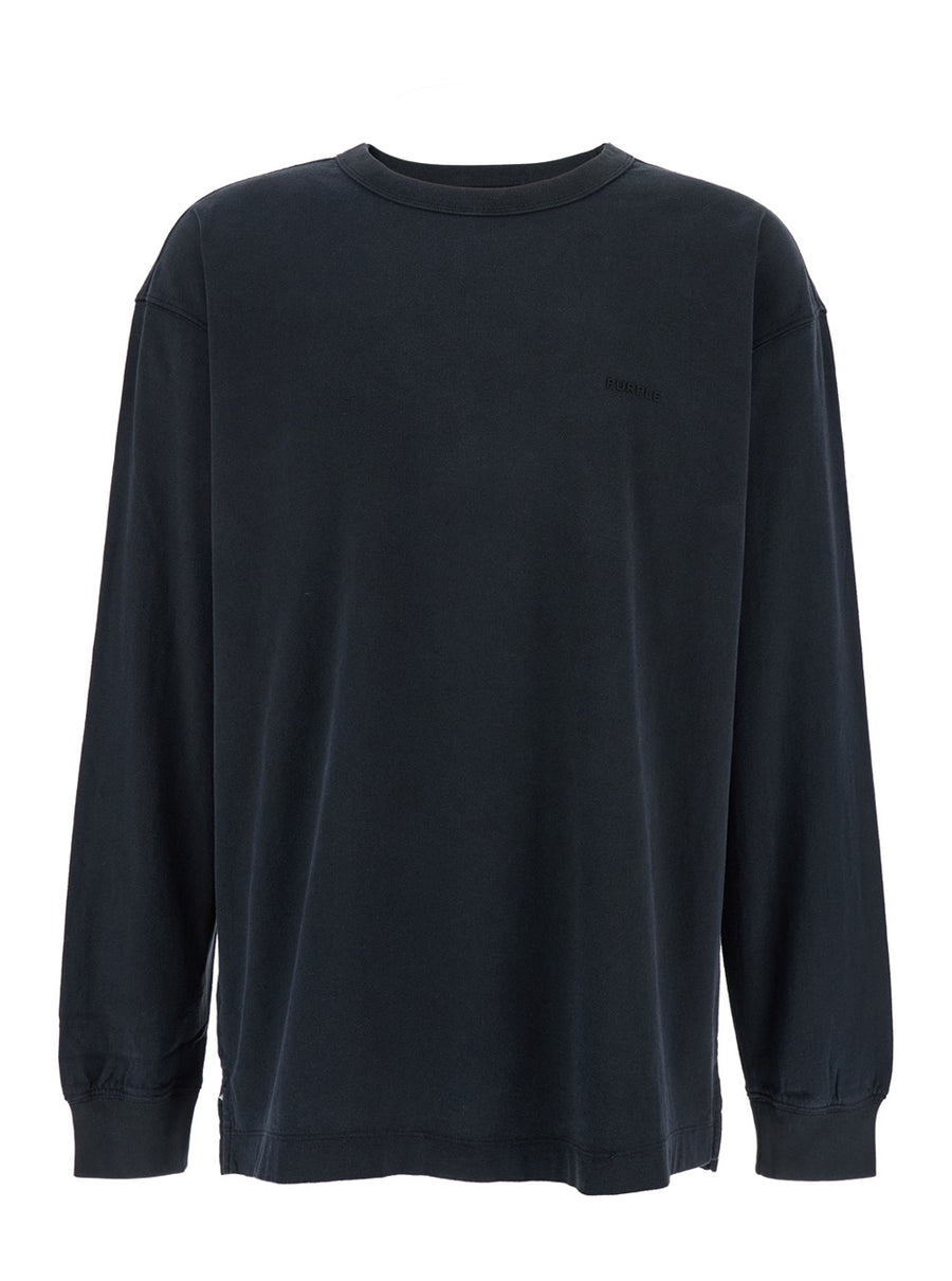 Black Crewneck Long Sleeve T-Shirt Cotton