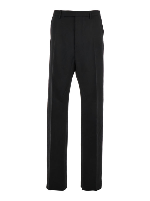 Black Tailored Trousers With Belt Loops Wool