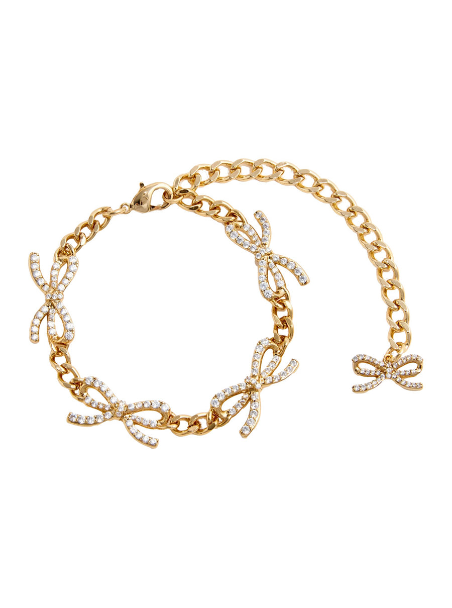 Metallic Bracelet With Bow And Crystal Details Copper Bracelets