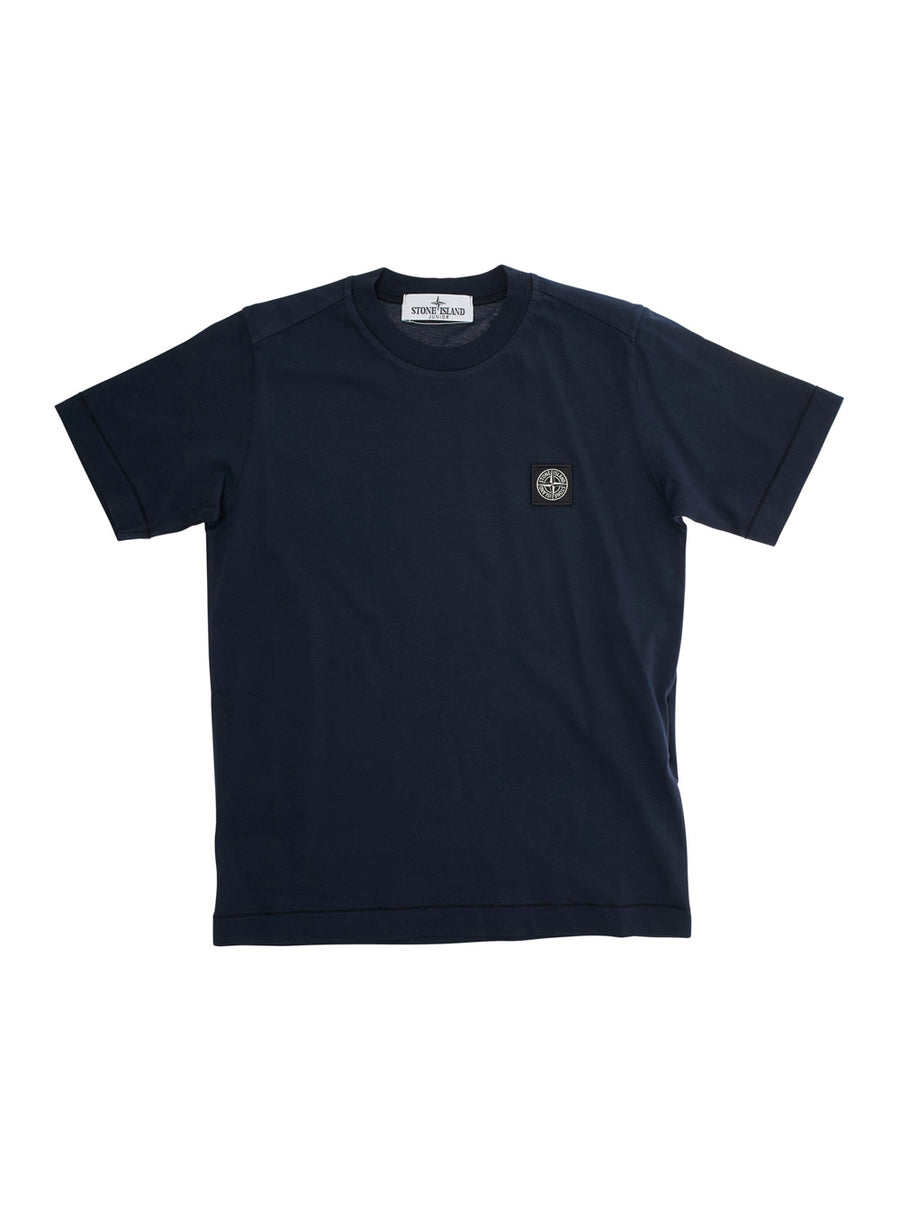 Blue Cotton T-Shirt With Logo Patch T-shirts