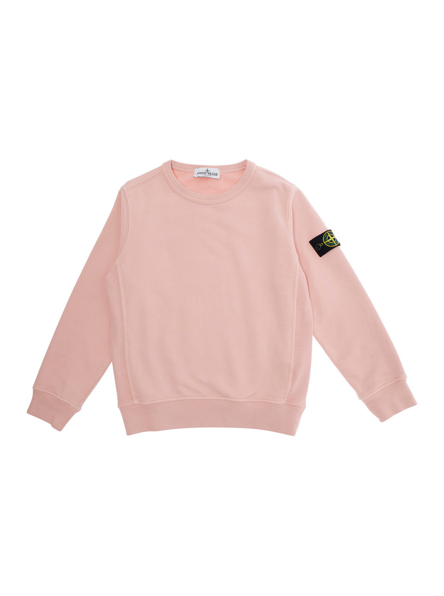 Pink Crewneck Sweatshirt With Logo Patch Cotton Hoods & Sweatshirts