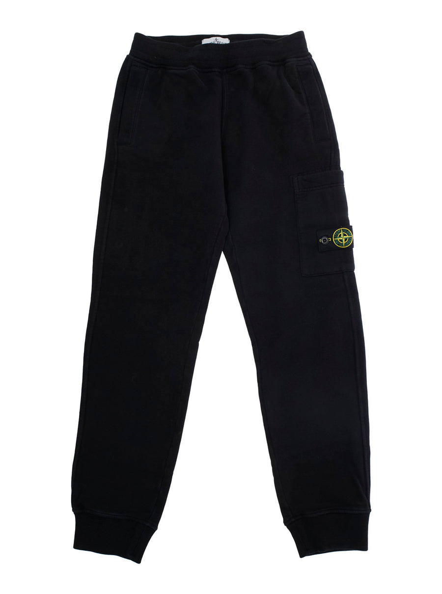 Black Cotton Pants With Elastic Waist Trousers