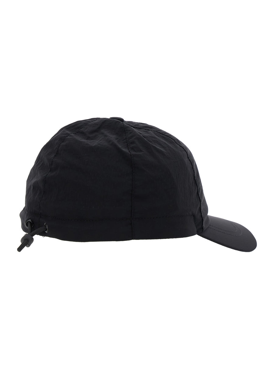 Black Baseball Cap With Tonal Logo Patch Polyamide Fibers Hat