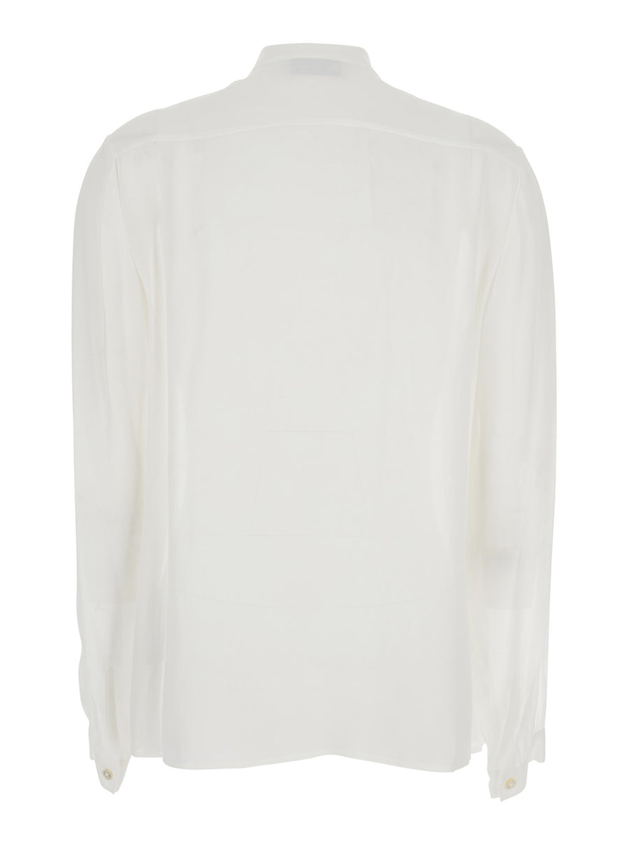 White Viscose Blouse With Pussybow Collar Blouses
