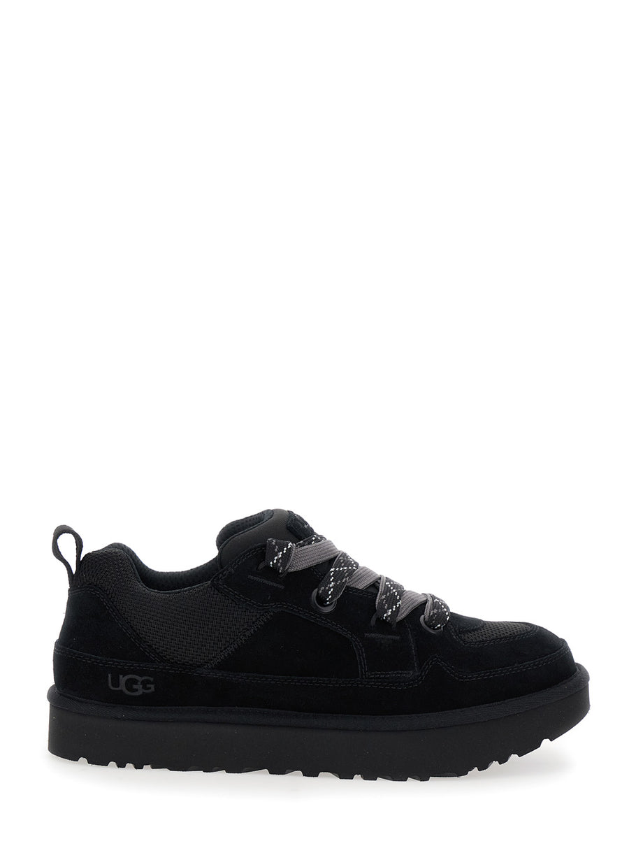 Lo Lowmel Black Sneakers With Mesh Inserts Leather Trainers