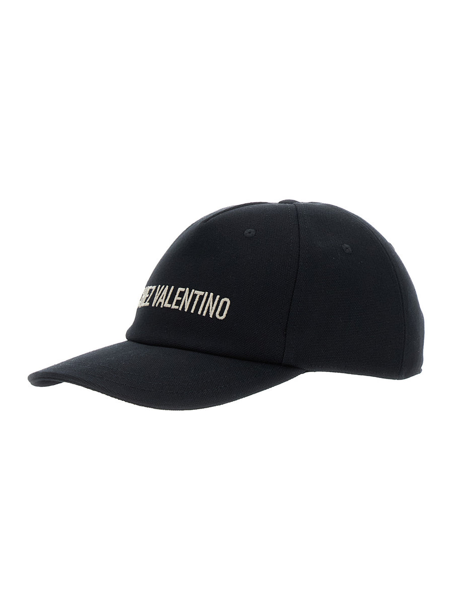 Black Cotton Baseball Cap With Logo Hat