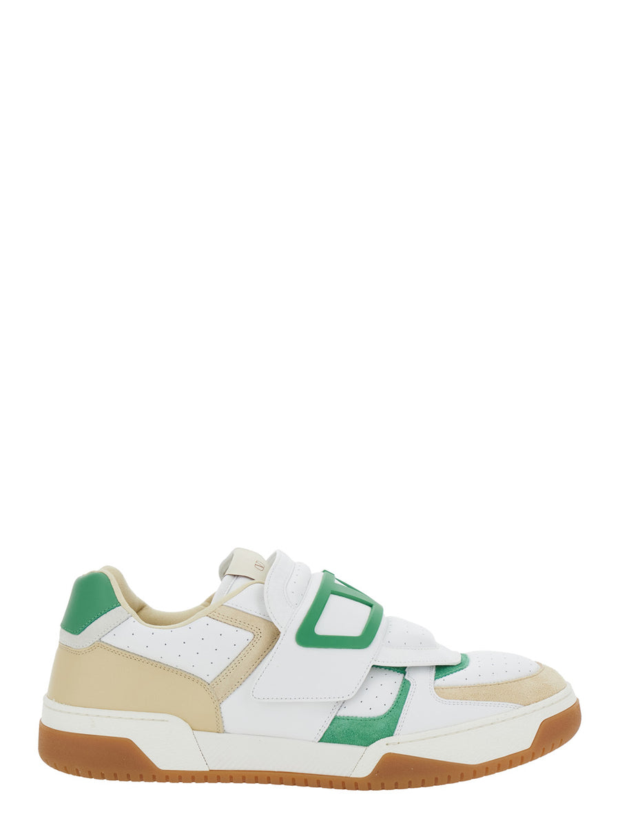 White Low Top Sneakers With Vlogo Detail Calf Trainers