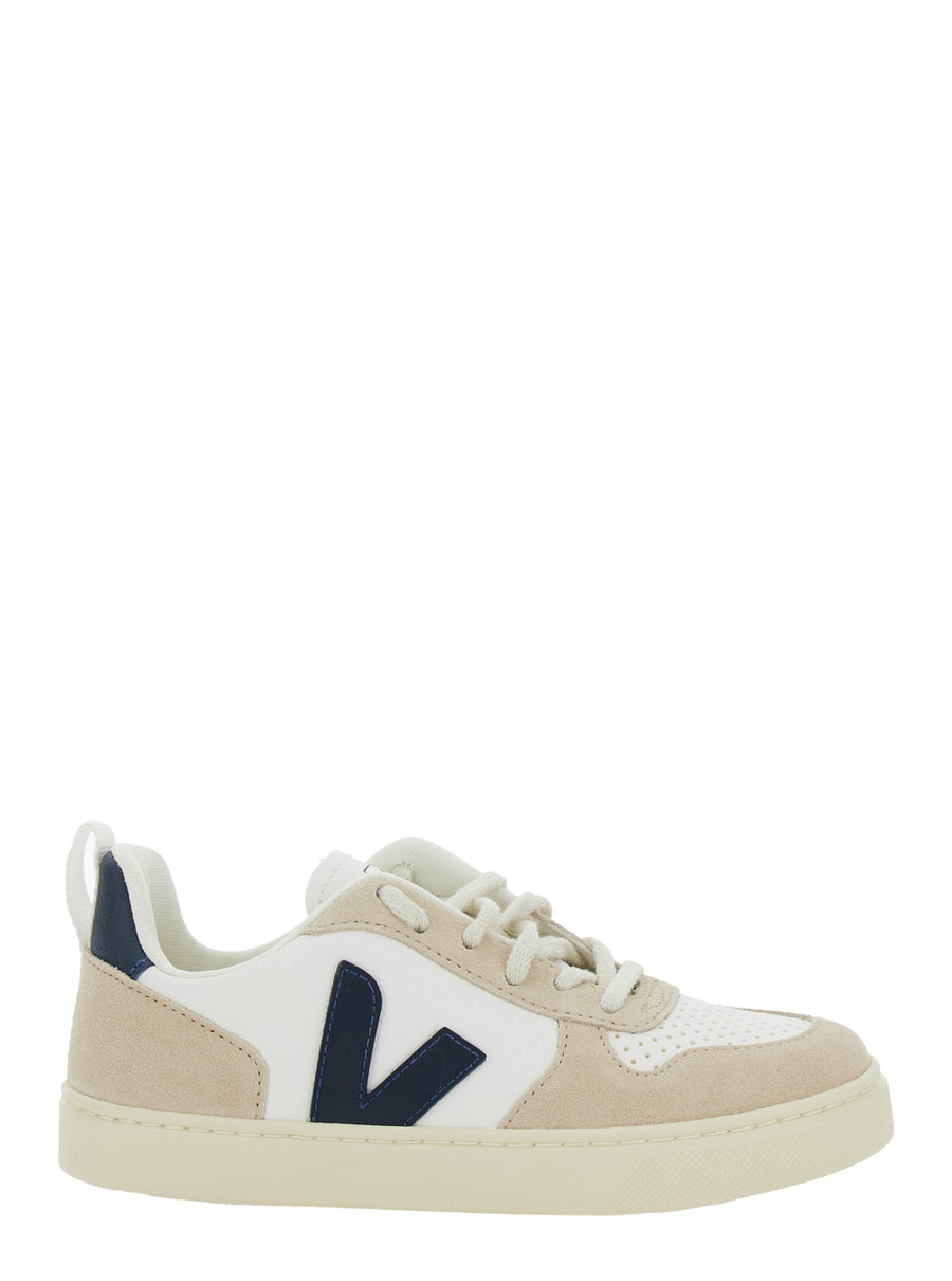 V-10 Sneaker With Suede Inserts White Leather Trainers