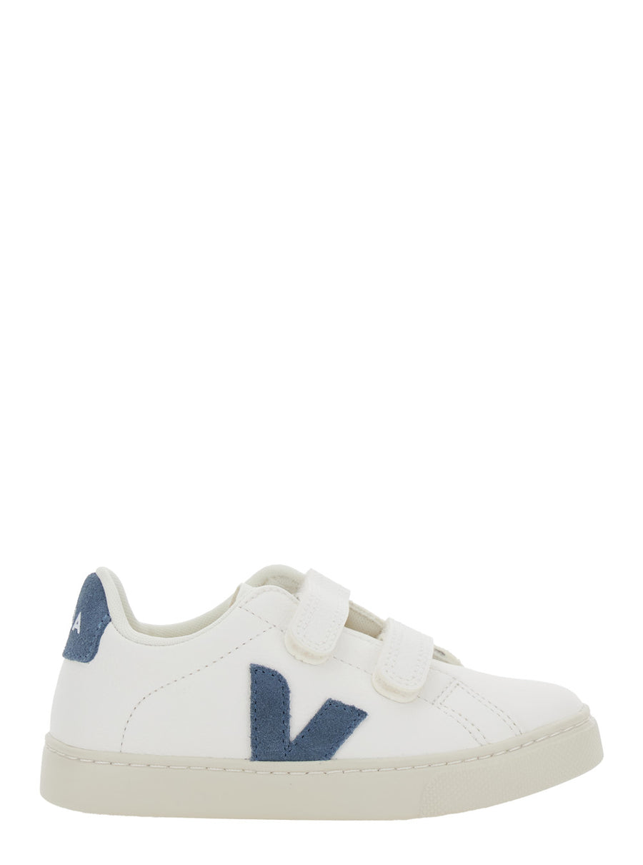 White Sneaker With Hook-And-Loop Closure Leather Trainers