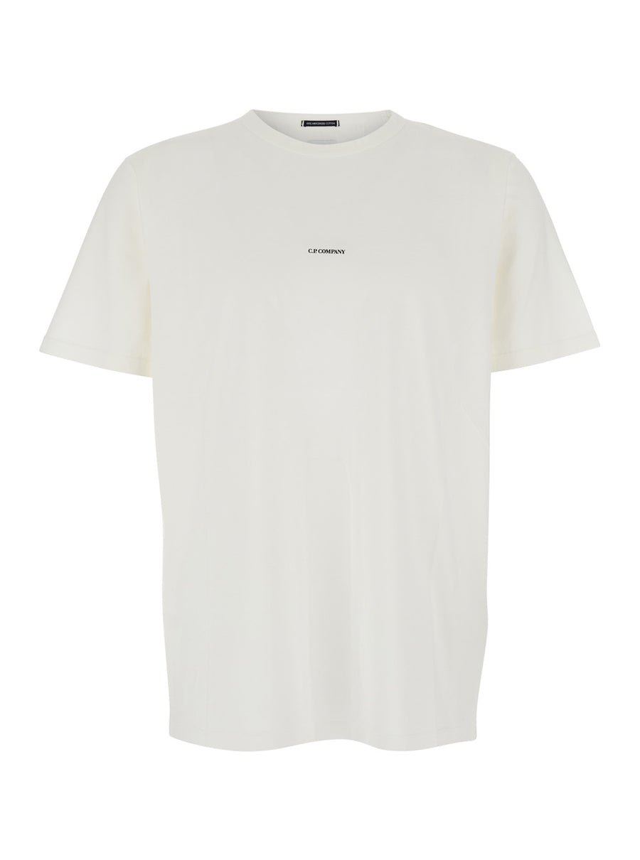 White Crewneck T-Shirt With Logo Cotton T-shirts