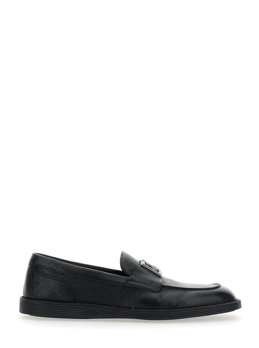 Black Loafers With Dg Plaque Deer