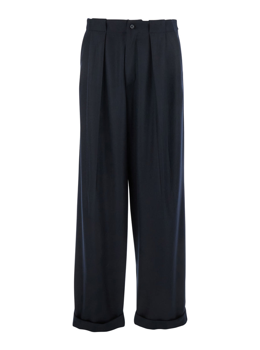 Black Wool Pants With Belt Loops Virgin Trousers
