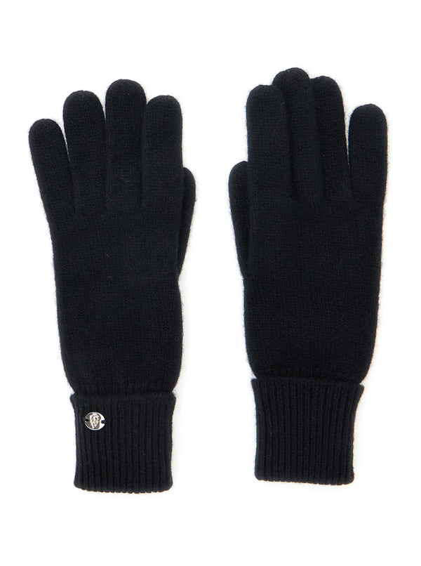 Blaire Black Gloves With Logo Plaque Detail Cashmere Hat