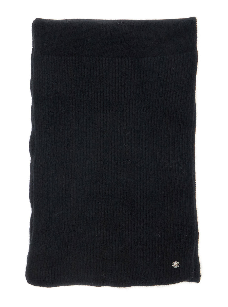 Black Cashmere Scarf With Logo Detail