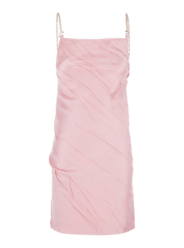 Pink Dress With Removable Chain-Link Strap Polyester