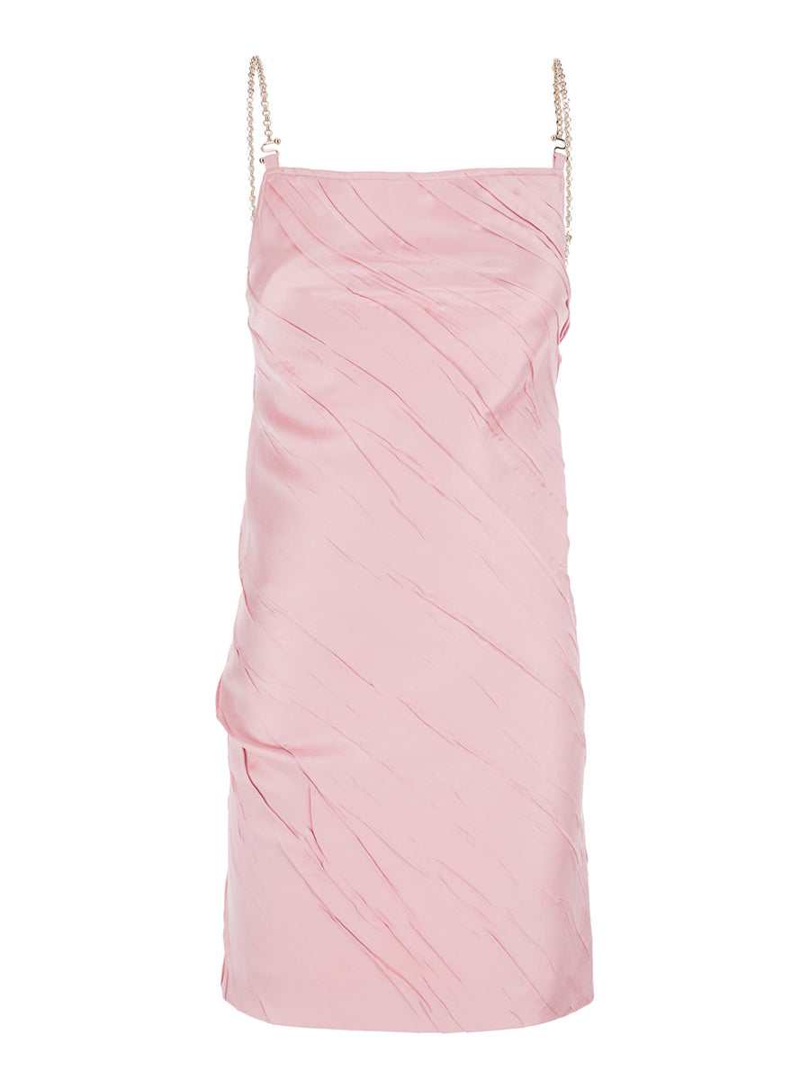 Pink Dress With Removable Chain-Link Strap Polyester