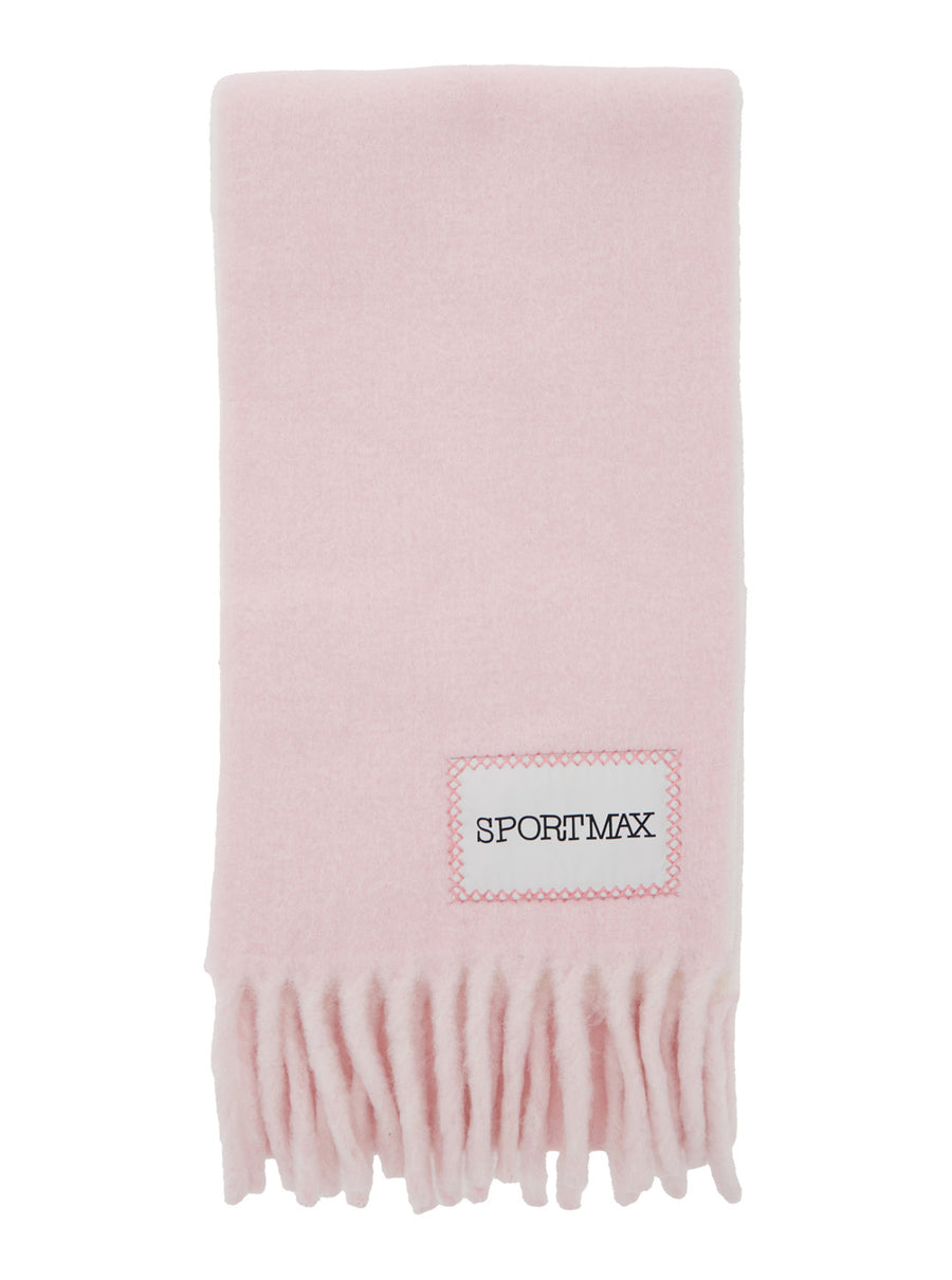 Pink Wool Blend Scarf With Logo Patch Alpaca