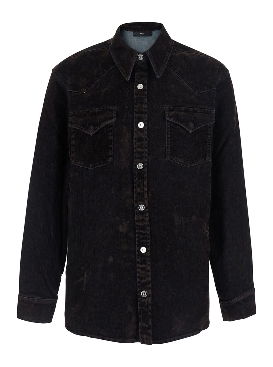 Denim Shirt With Patches Brown Cotton