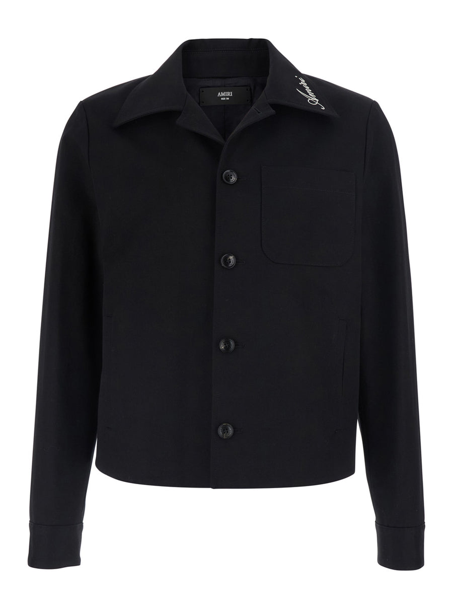 Womens Cotton-Collar Jacket Black Coat