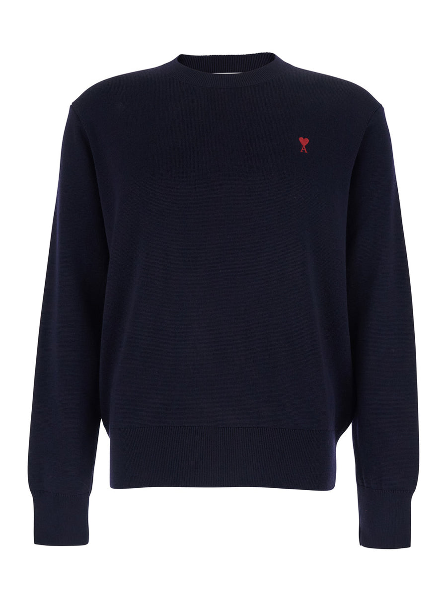Crewneck Sweater, Blue Cotton Tops