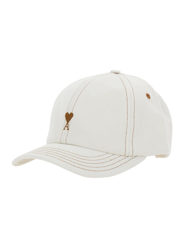 Baseball Cap Heart Logo White Cotton Hat