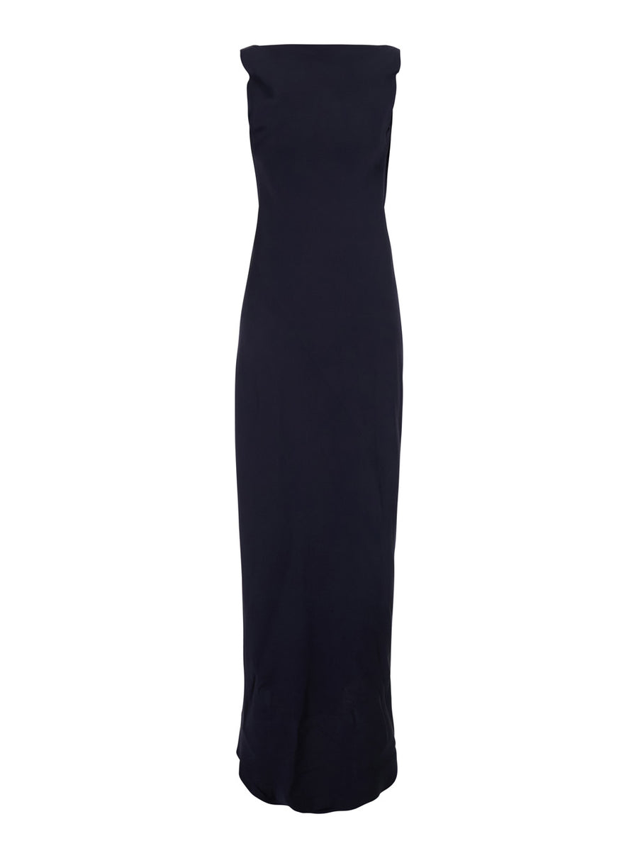 Long Dress Blue Satin