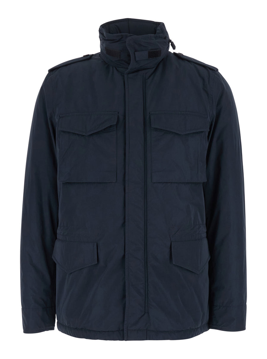Jacket Blue Tech Fabric Polyester Coat