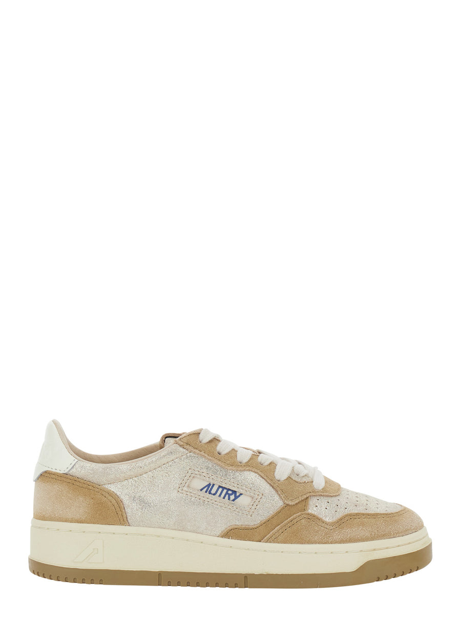 Sneakers With Leather Details, Beige Trainers