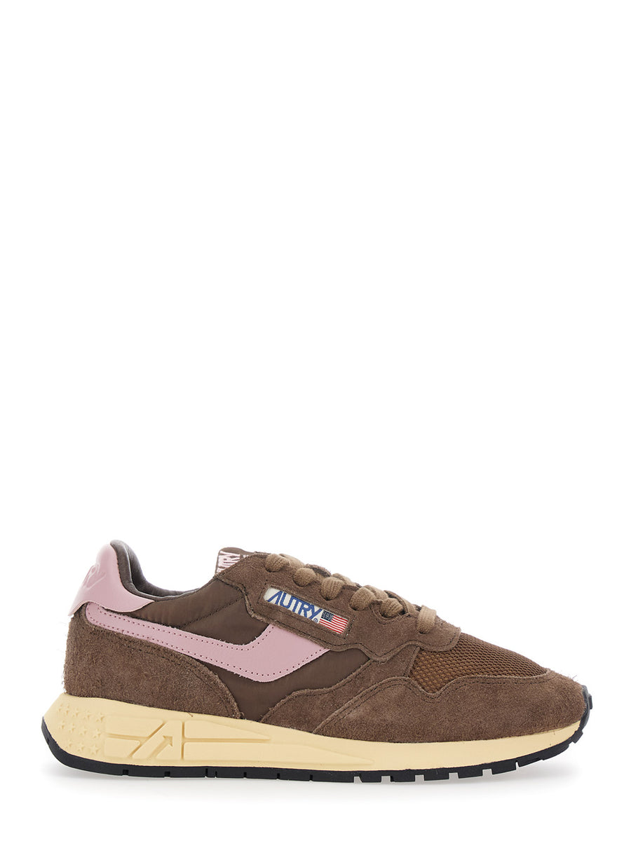 Sneakers Brown Leather Nylon Trainers