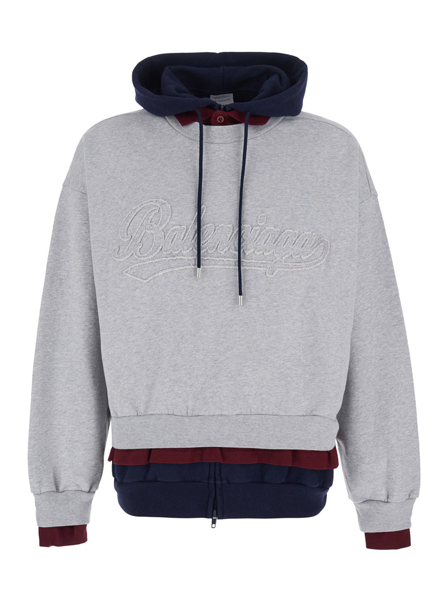 Hoodie Grey Cotton Blend Sweatshirts
