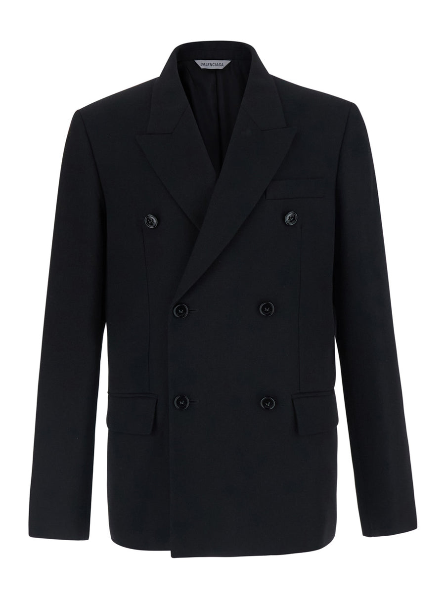 Double-Breasted Wool Jacket, Black Blazers