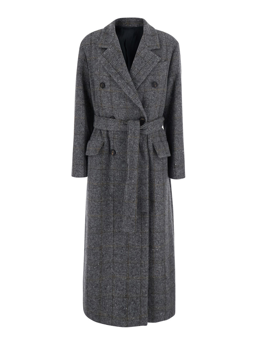 Double-Breasted Wool Blend Coat Grey