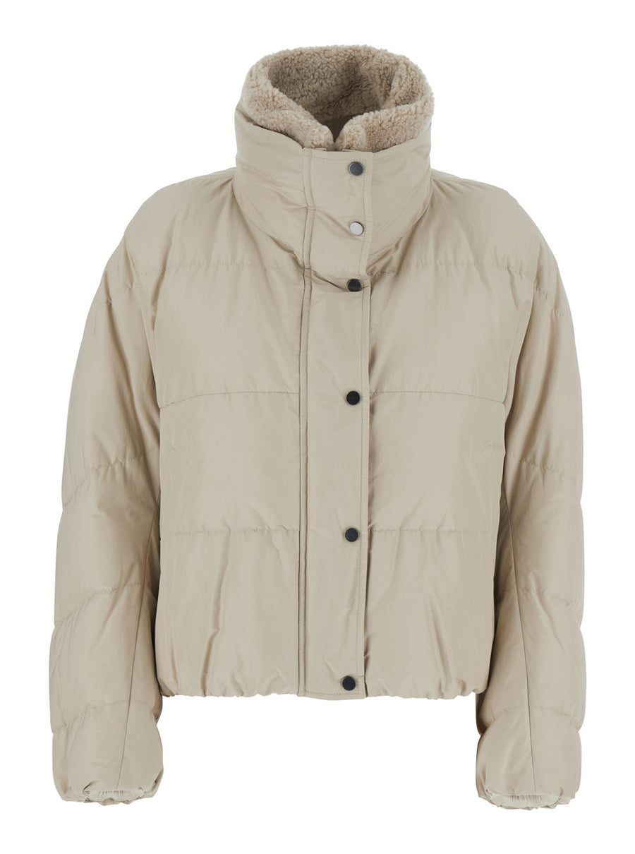 Puffer Jacket Beige Cotton