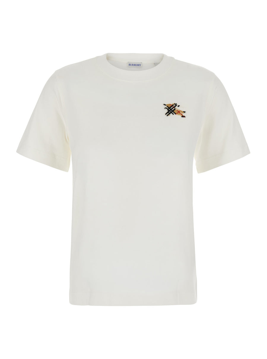 T-Shirt With Embroidered Ekd Logo White Cotton T-shirts & Jerseys