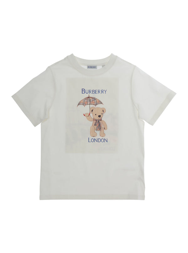 T-Shirt With Logo Print, White Cotton T-shirts