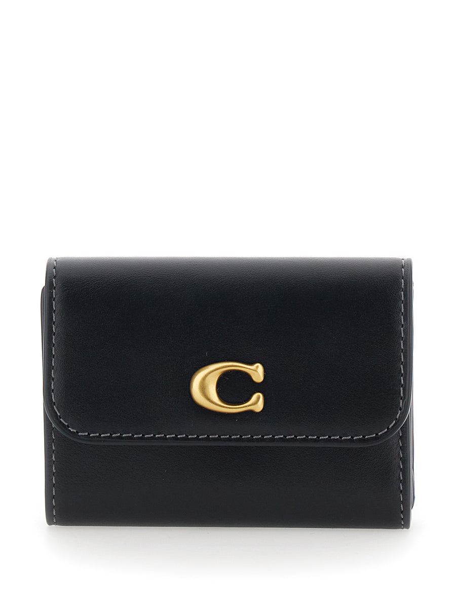 Card Holder Essential Black Leather Cow Accessory