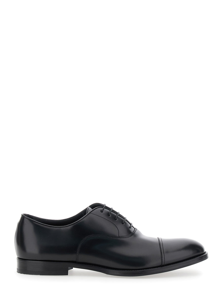 Oxford Lace-Up Shoes Black Leather Calf