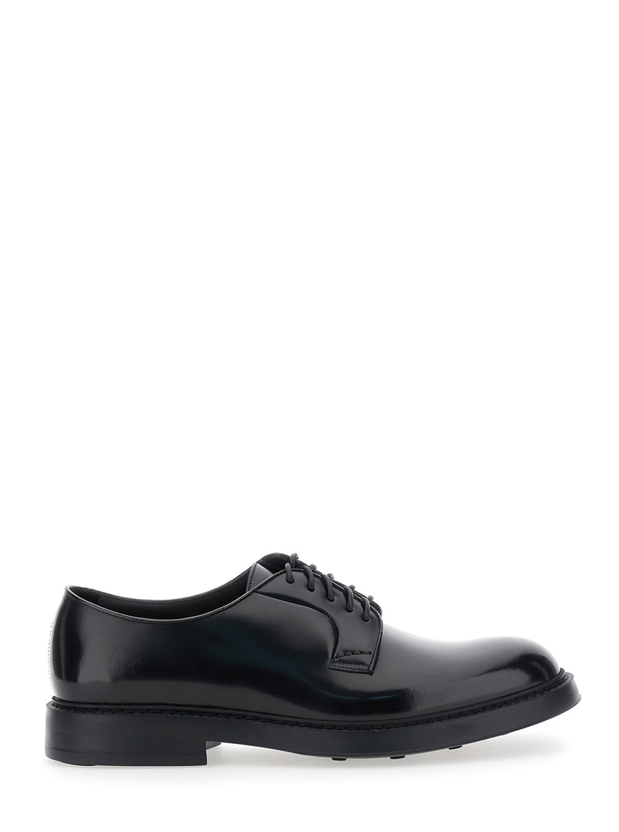 Derby Shoes Fondo Bruges Horse Black Calf Leather Lace-up