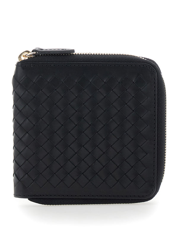 Woven Leather Wallet Black