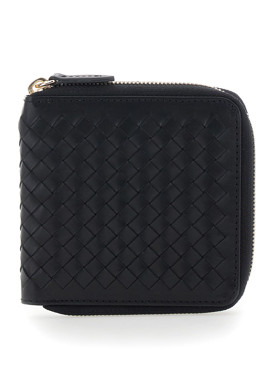 Woven Leather Wallet Black