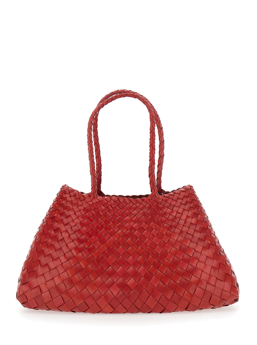 Leather Shoulder Bag Santa Croce Big Tapered Red
