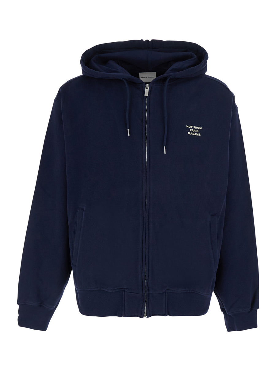 Zip-Up Sweatshirt Blue Cotton Sweatshirts