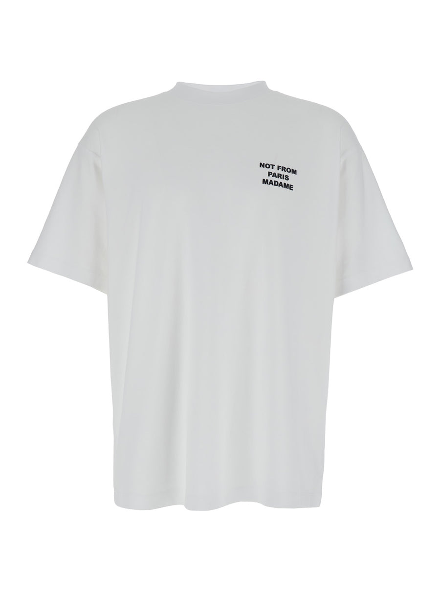 Crew Neck T-Shirt Le Slogan White Cotton T-shirts