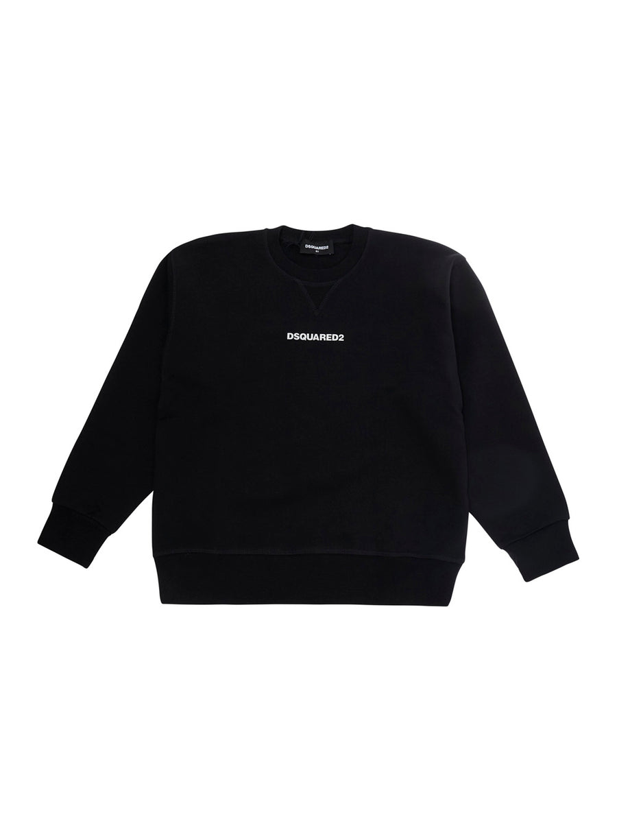 Crew Neck Sweatshirt Black Cotton Hoods & Sweatshirts