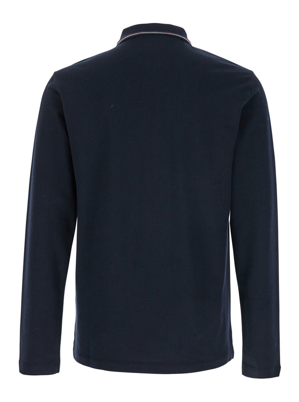Long Sleeve Polo Shirt Blue Cotton T-shirts