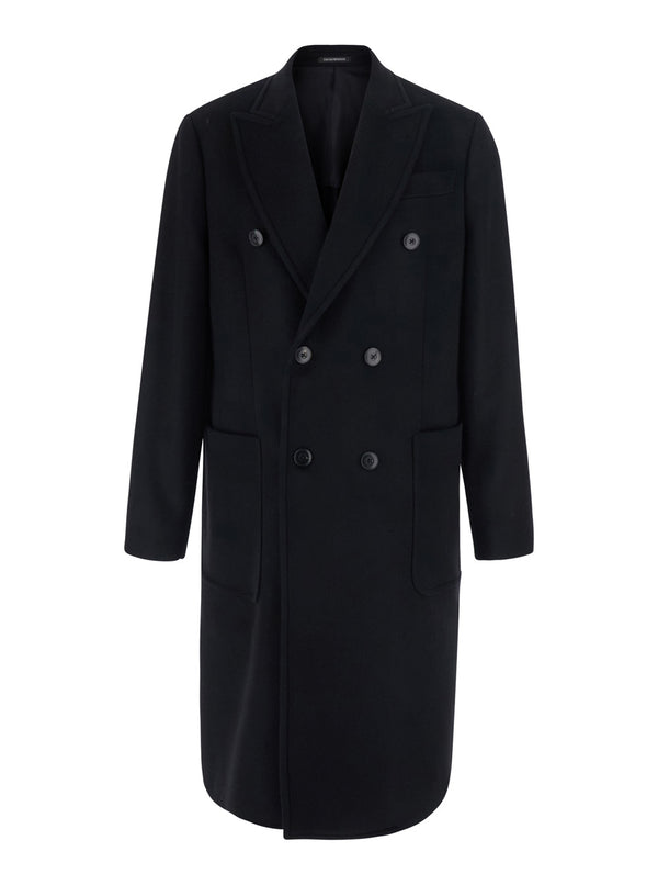 Double-Breasted Cashmere Coat Black Wool