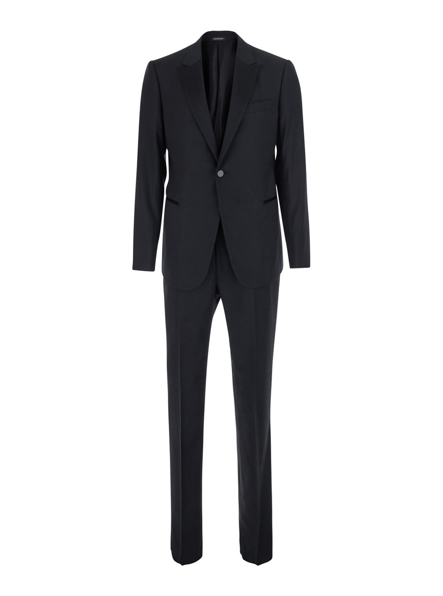 Tuxedo Two-Piece Black Wool Suits