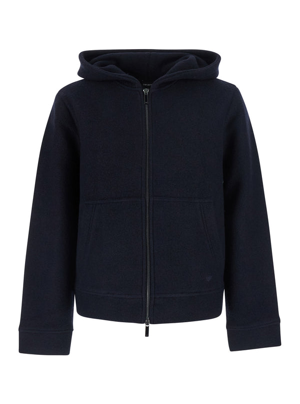 Jacket Blue Wool And Cotton Coat