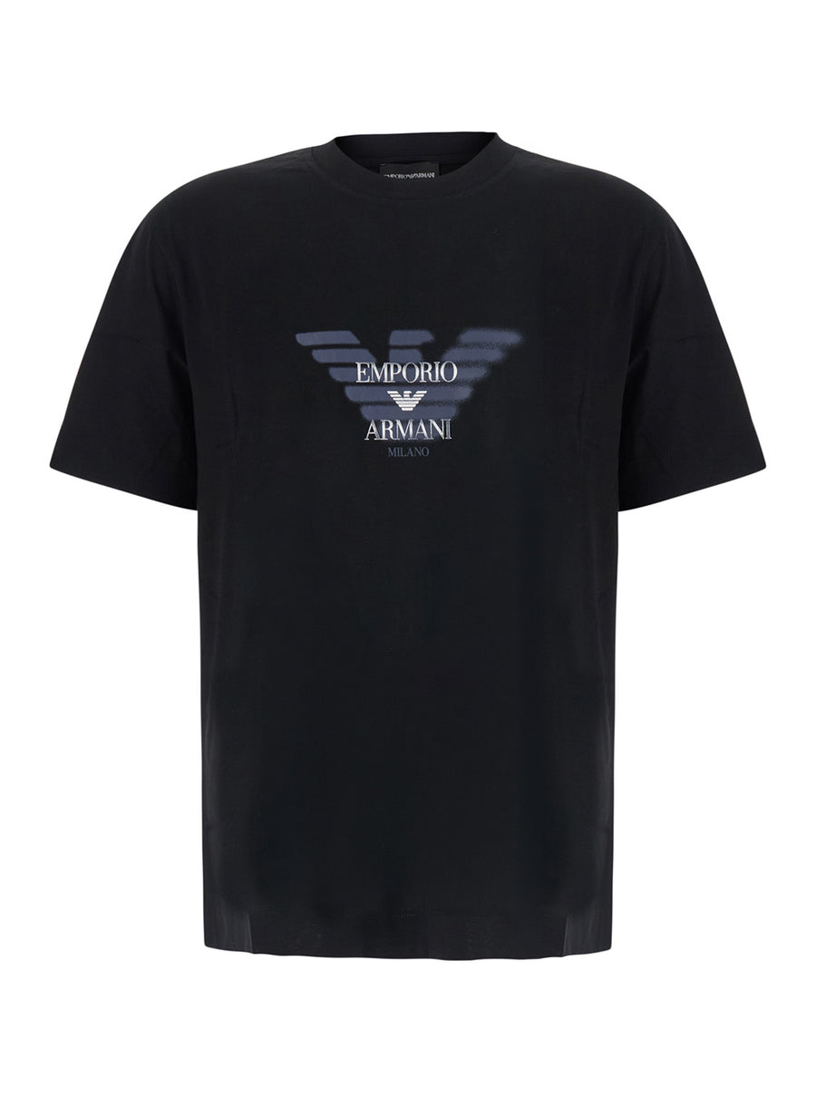 T-Shirt Multilogo Black Cotton Lyocell T-shirts