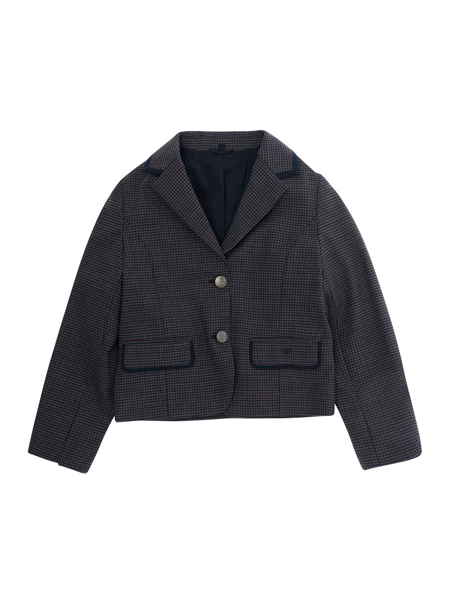 Girls Jacket With Logo Patch, Blue Blazers